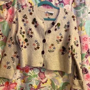 Zara Floral Embroidered Cardigan